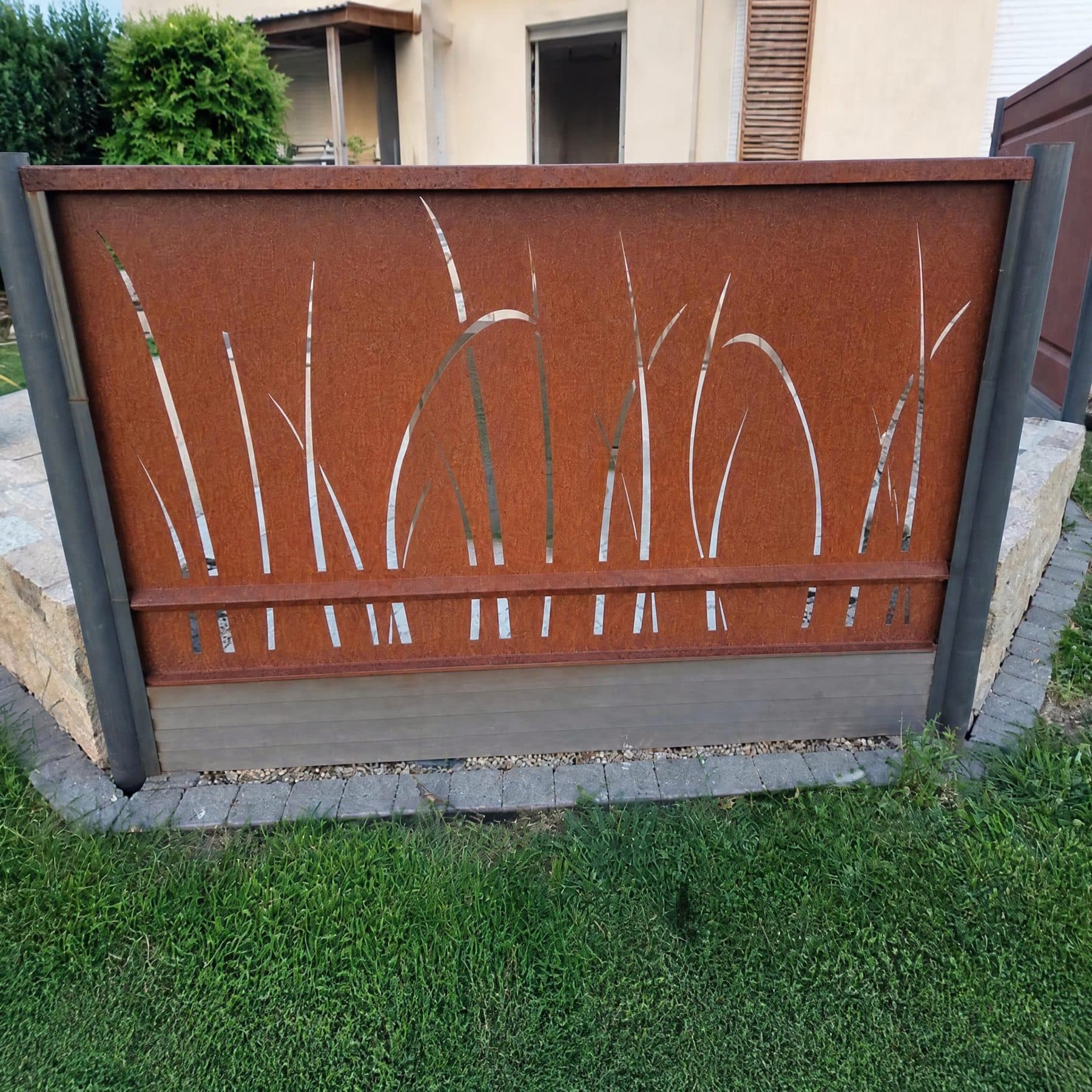 Claustra motif herbes en corten - Découpe laser 2D